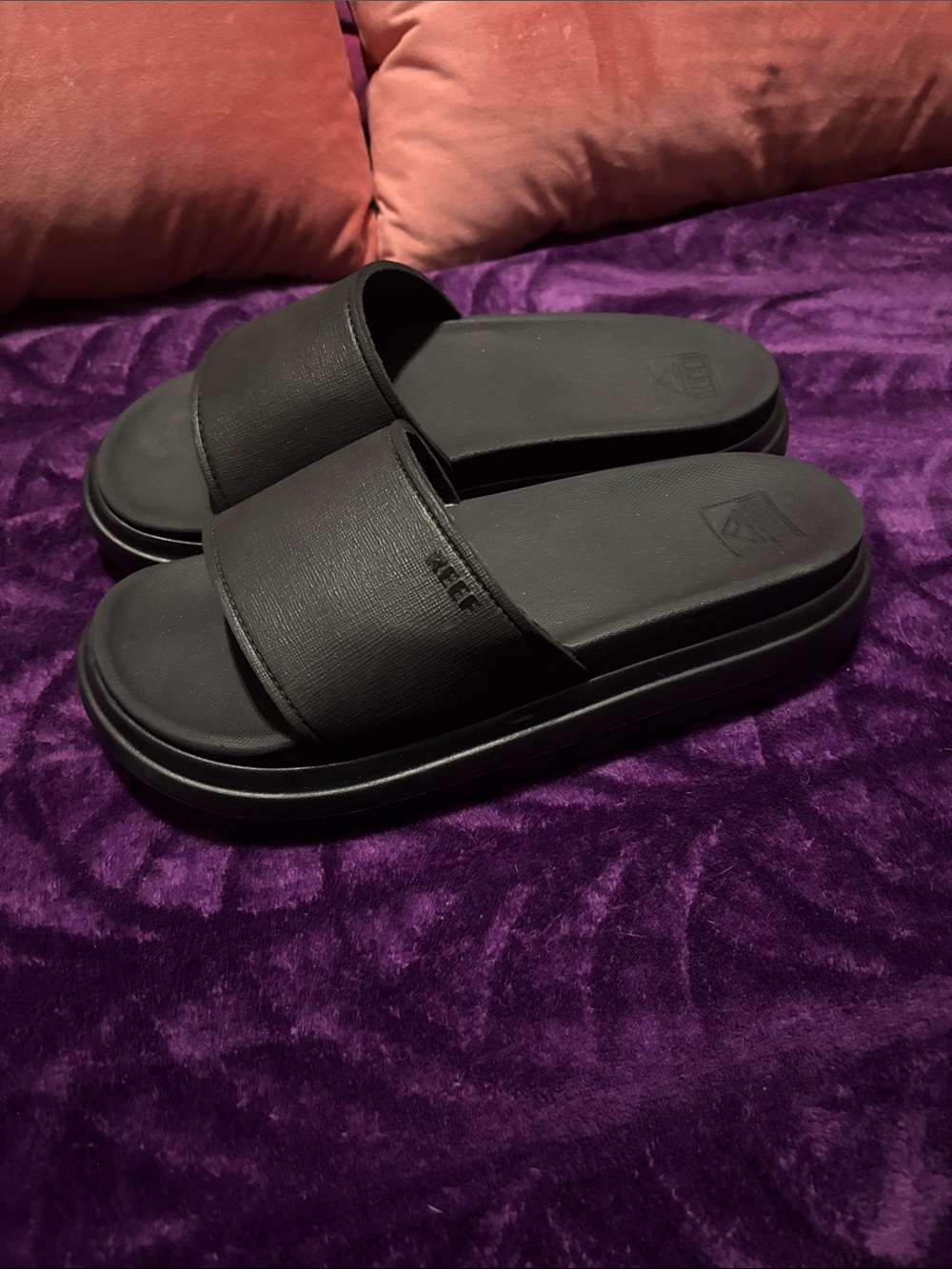Reef Women's Black Platform Slide Sandals